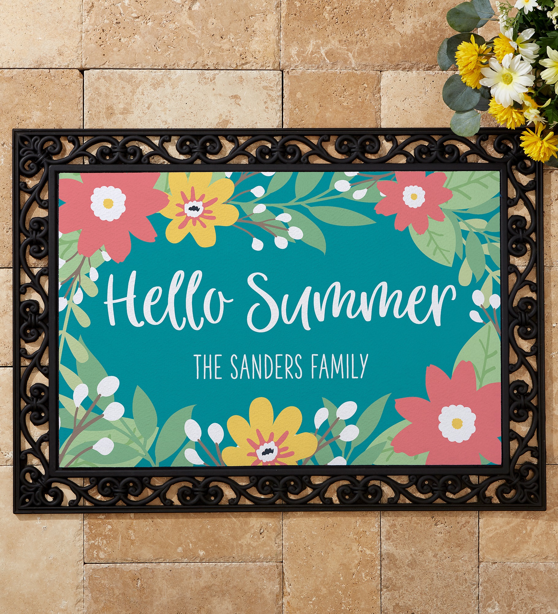 Summer Florals Personalized Doormats